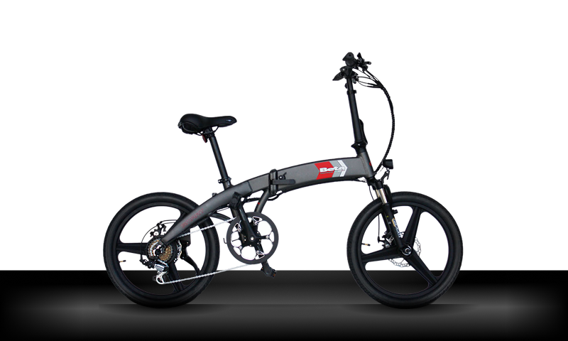 Beta Motos Tigre Argentina - Bicicleta eléctrica Smart en vista lateral, diseño plegable color gris oscuro.