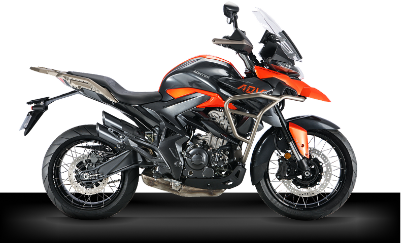 Zontes Moto Tigre Argentina - Moto T350 en vista lateral con parabrisas alto y diseño touring.