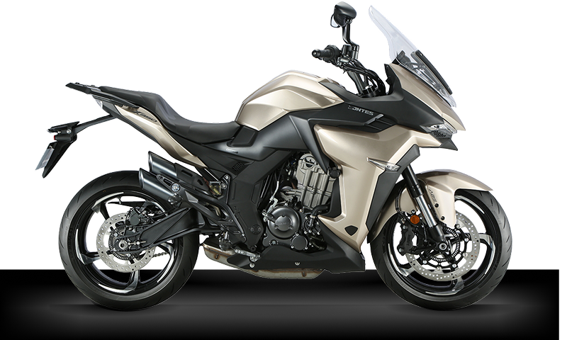 Zontes Moto Tigre Argentina - Moto X350 en vista lateral con diseño sport naked negro y azul.