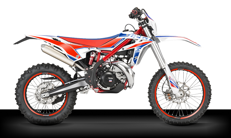 Beta Motos Tigre Argentina - Moto Xtrainer 250 2T en vista lateral, diseño off-road color rojo.