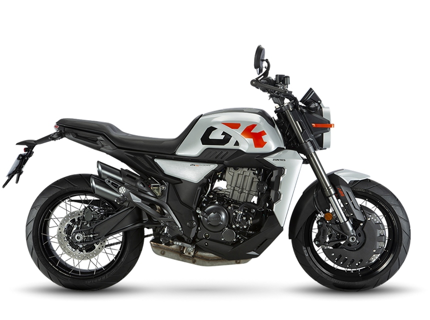 Zontes Moto Tigre Argentina - Moto 350GK gris vista lateral derecha con diseño naked.