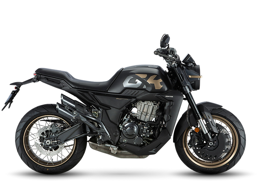 Zontes Moto Tigre Argentina - Moto 350GK negra vista lateral derecha con diseño naked.