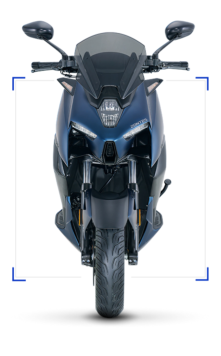 Zontes Moto Tigre Argentina – 350M – Vista frontal con marco azul