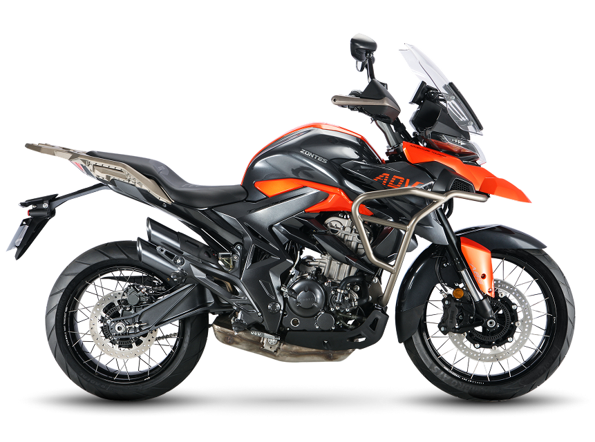 Zontes Moto Tigre Argentina - Moto 350T vista lateral en color naranja y negro.