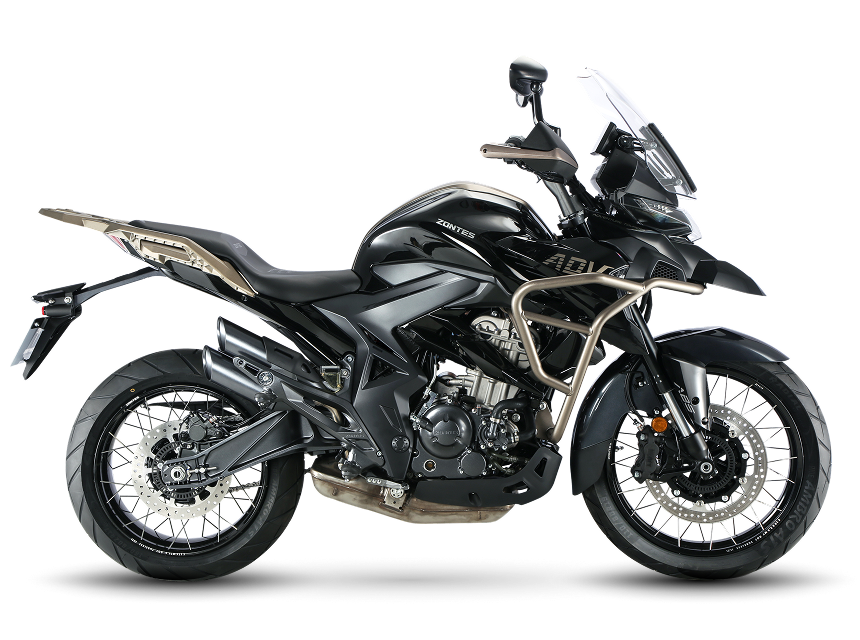 Zontes Moto Tigre Argentina - Moto 350T en color negro vista lateral completa.