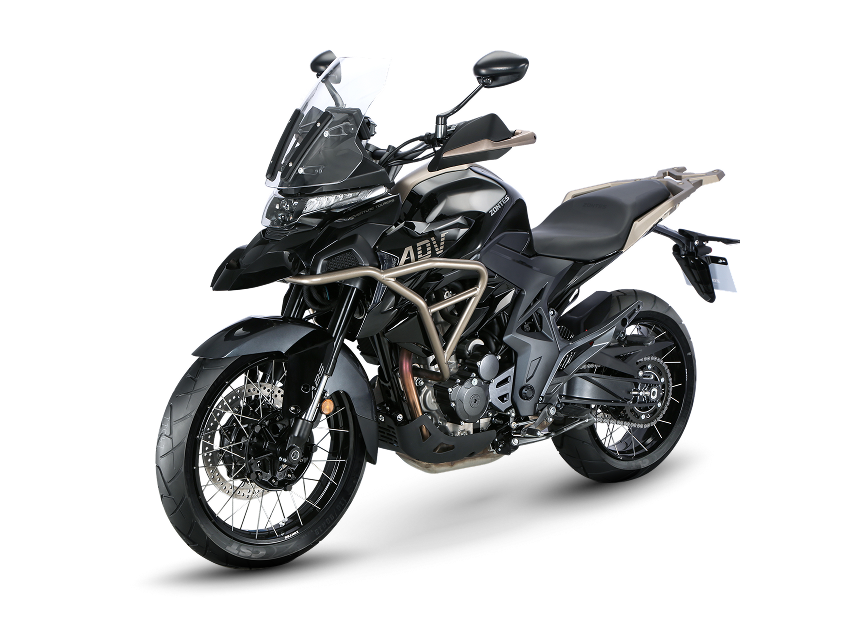 Zontes Moto Tigre Argentina - Moto 350T negra vista tres cuartos izquierda.