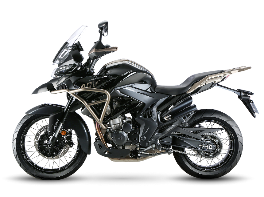 Zontes Moto Tigre Argentina - Moto 350T negra vista lateral izquierda.