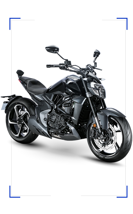 Zontes Moto Tigre Argentina – Moto 350V negra vista tres cuartos delantera.