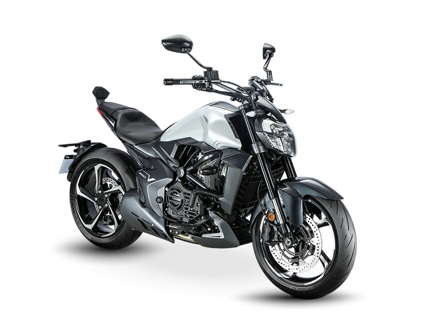 Zontes Moto Tigre Argentina – Moto 350V blanca vista tres cuartos delantera.