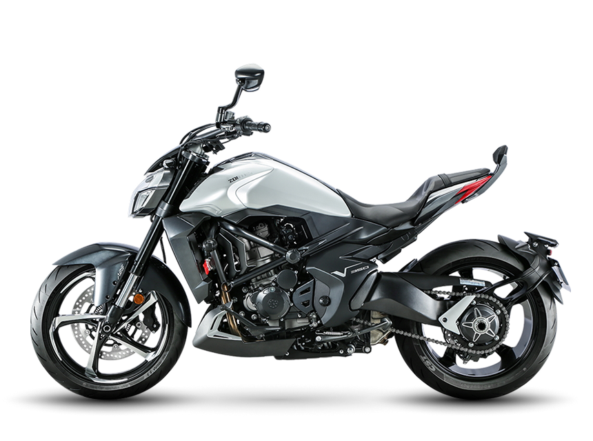 Zontes Moto Tigre Argentina – Moto 350V blanca vista lateral derecha.