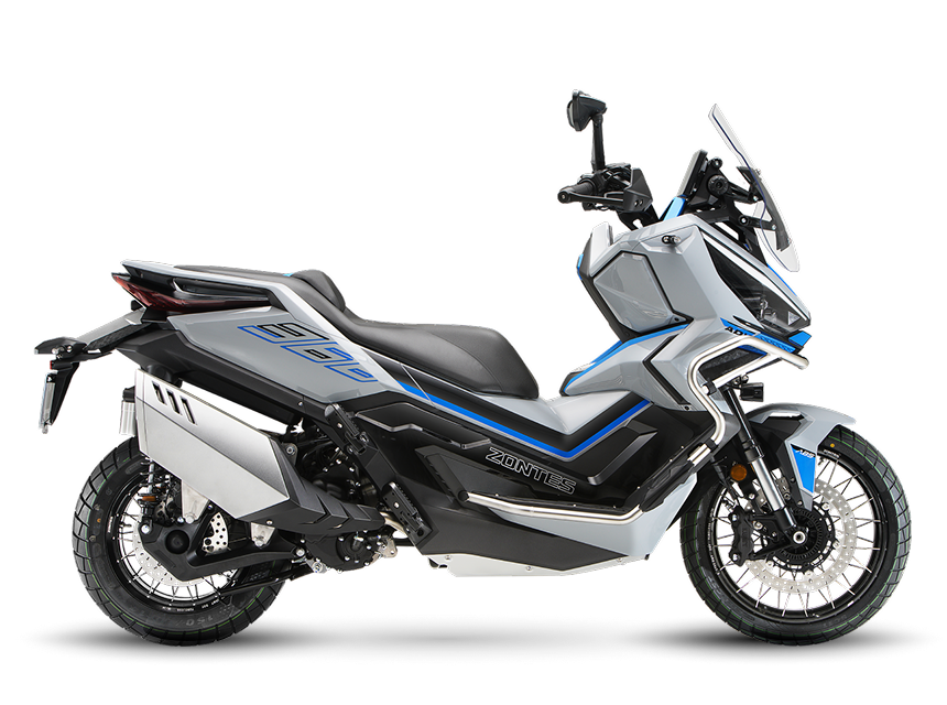 Perfil del 368G mostrando su estructura robusta y líneas Adventure Zontes Moto Tigre Argentina – 368G – Vista lateral derecha