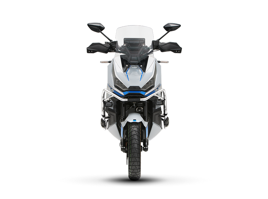 Frente del 368G con ópticas full LED y barras protectores Adventure Zontes Moto Tigre Argentina – 368G – Vista frontal