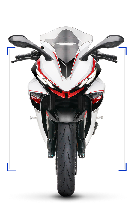 Zontes Moto Tigre Argentina - Moto 703RR vista frontal con faros LED y diseño aerodinámico.